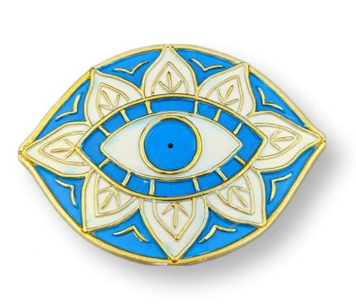 Incense Holder Eye Blue, White& Gold Resin | Earthworks