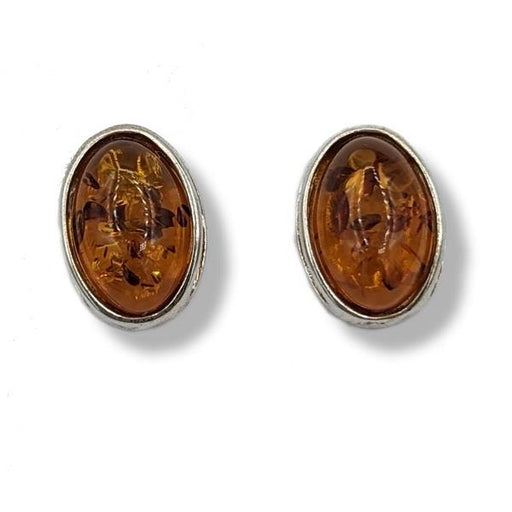 Earrings Amber Oval Studs Sterling Silver | Earthworks 