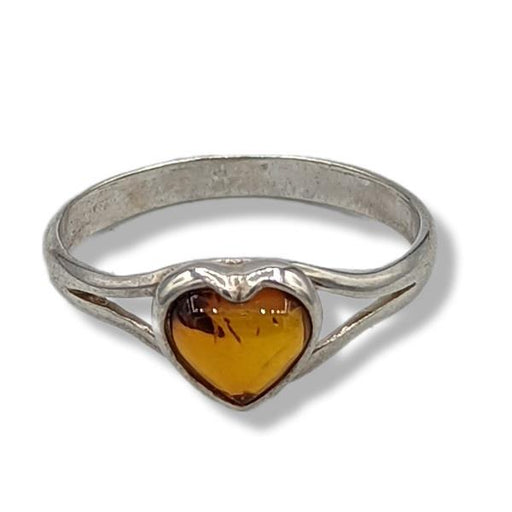 Ring Amber Heart Sterling Silver | Earthworks