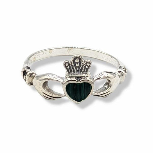 Ring Malachite Claddagh Sterling Silver | Earthworks