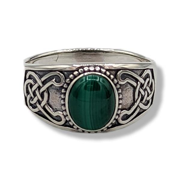 Ring Malachite Celtic Sterling Silver | Earthworks