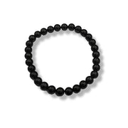 Black beaded bracelet on a white background