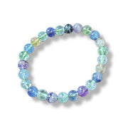 Multicolored beaded bracelet on a white background