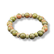 Multicolored beaded bracelet on a white background